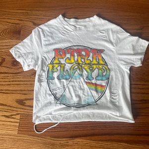 cropped ripped graphic tee